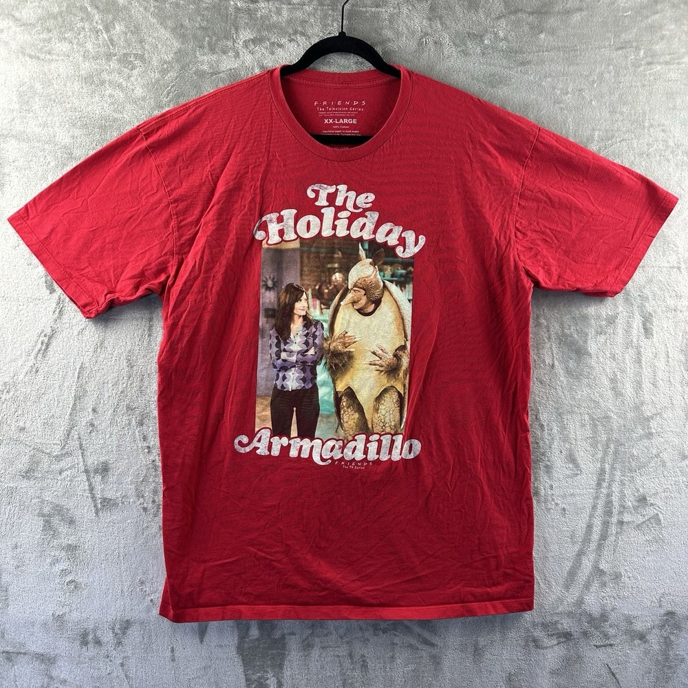 Friends T-Shirt Men's XXL Red "The Holiday Armadillo" Ross Monica 100% Cotton